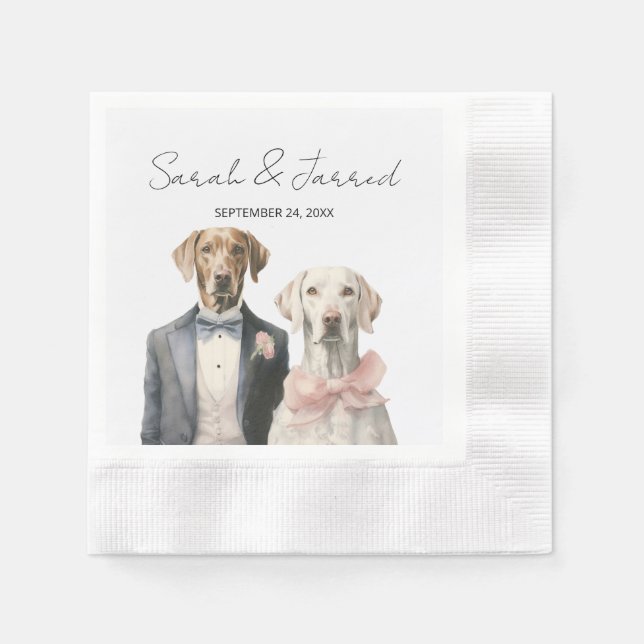 Hunde Braut & Groom Hochzeit Serviette (Vorderseite)