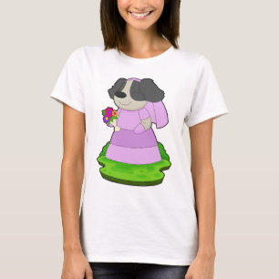 Hunde-Bride-Haufen Blume Hochzeit T-Shirt