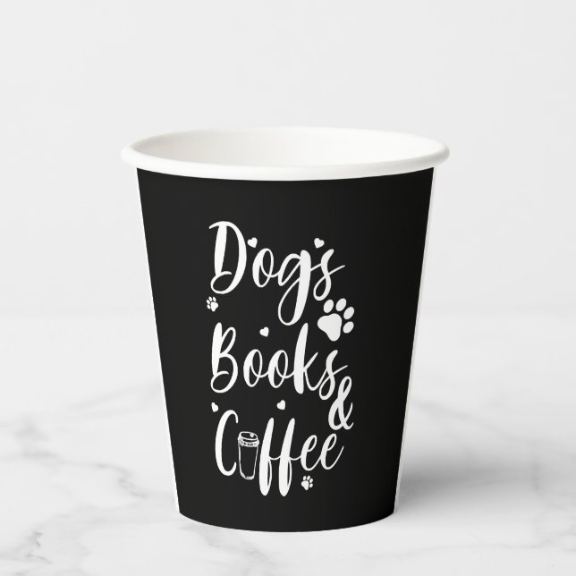 Hunde Bücher Coffe Hund Lover Buch Wurm Pappbecher (Vorderseite)