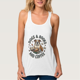 Hunde Bücher Kaffee Bulldogge Stapel Tasse_1 Tank Top
