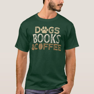 Hunde Bücher Kaffee Retro T-Shirt