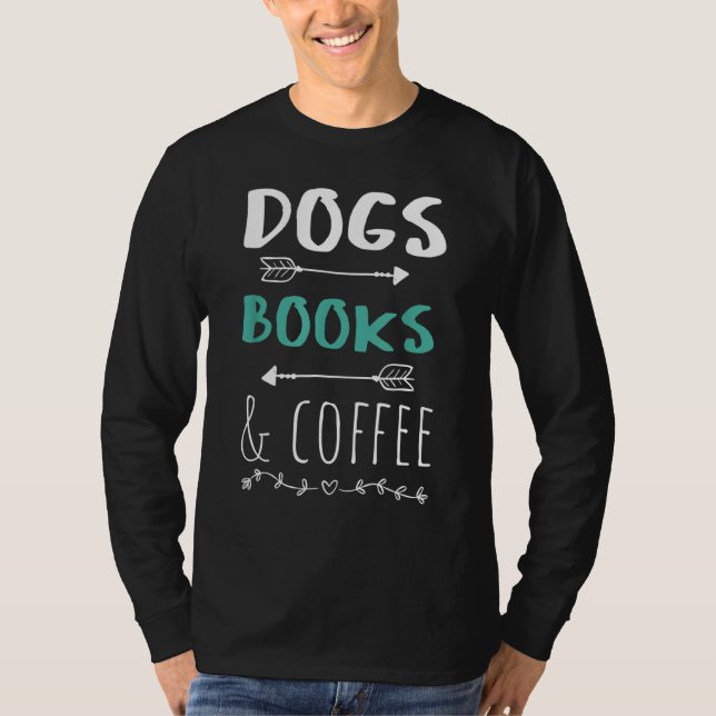 Hunde Bücher Kaffeewoche Tiergeschenk T-Shirt (Vorderseite)