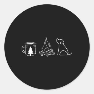 Hunde-Camping-Kaffee-Lagerfeuer-Welpen-Abenteuer-W Runder Aufkleber