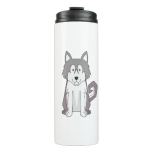 Hunde Cartoon Phantastisch Sibirischer Husky Thermosbecher