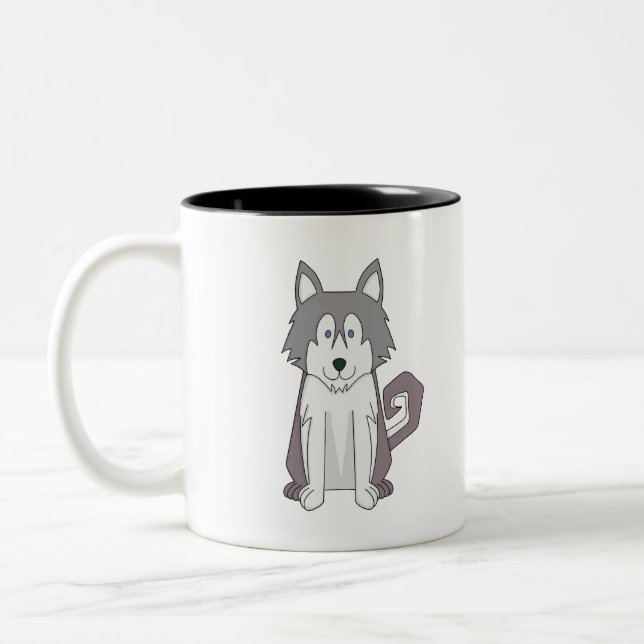 Hunde Cartoon Phantastisch Sibirischer Husky Zweifarbige Tasse (Links)