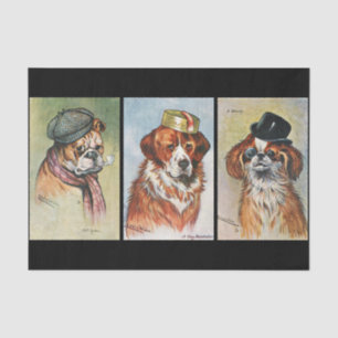 Hunde, Cartoon-Triptychon Seidenpapier