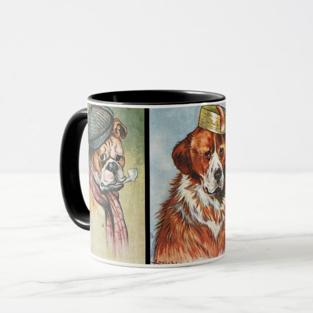 Hunde, Cartoon-Triptychon Tasse (Vorderseite Links)