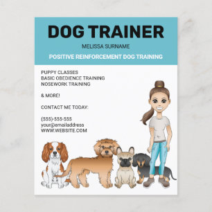 Hunde-Cartoons und ein Mädchen Personalisierbarer Flyer