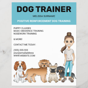 Hunde-Cartoons und ein Mädchen Personalisierbarer  Flyer