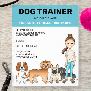 Hunde-Cartoons und ein Mädchen Personalisierbarer Flyer