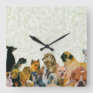 Hunde-Collage Quadratische Wanduhr
