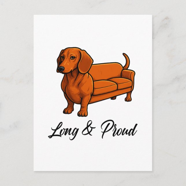 Hunde Dackel Couch lang und stolz Postkarte (Vorderseite)