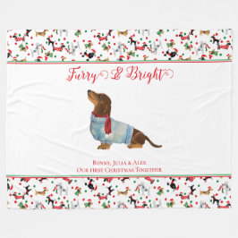 Hunde Dackel durch Schnee Weihnachtsfurcht hell Fleecedecke