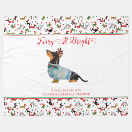 Hunde Dackel Reindeer Hat Weihnachtsfurry Bright Fleecedecke