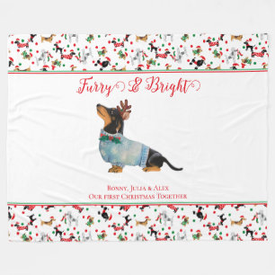 Hunde Dackel Reindeer Hat Weihnachtsfurry Bright Fleecedecke