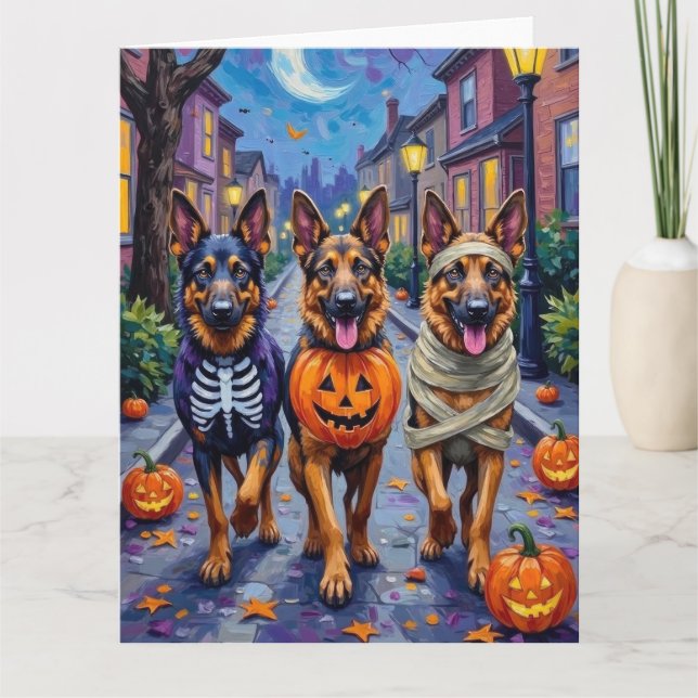 Hunde der deutschen Schäferhunde - Trick-or-Treati Karte (Vorderseite)