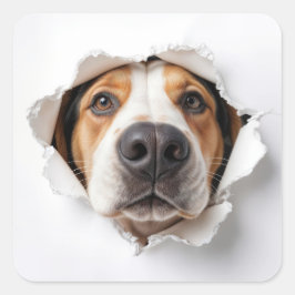 Hunde, die durch die Papierhalle des Drehpapiers p Quadratischer Aufkleber