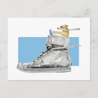 Hunde, die eine Schuhpostkarte fahren Postkarte