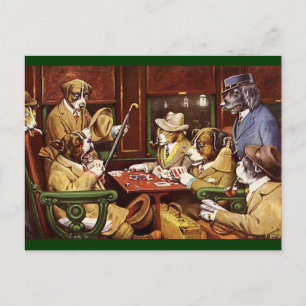 Hunde, die Karten auf der Postkarte spielen