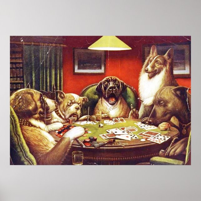 Hunde, die Karten spielen Poster (Vorne)