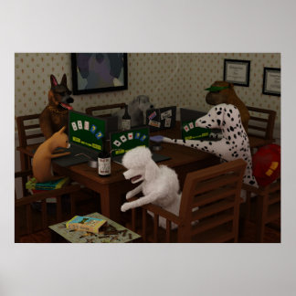 Hunde, die Online-Poker spielen Poster