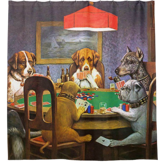 Hunde, die Poker als Freund spielen Duschvorhang (Vorderseite)