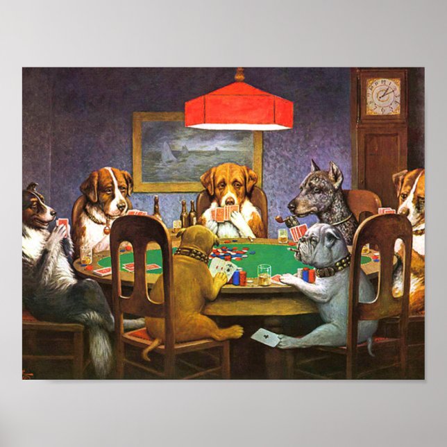 Hunde, die Poker als Freund spielen Poster (Vorne)