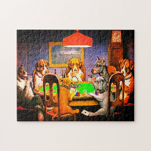 Hunde, die Poker als Freund spielen Puzzle (Horizontal)