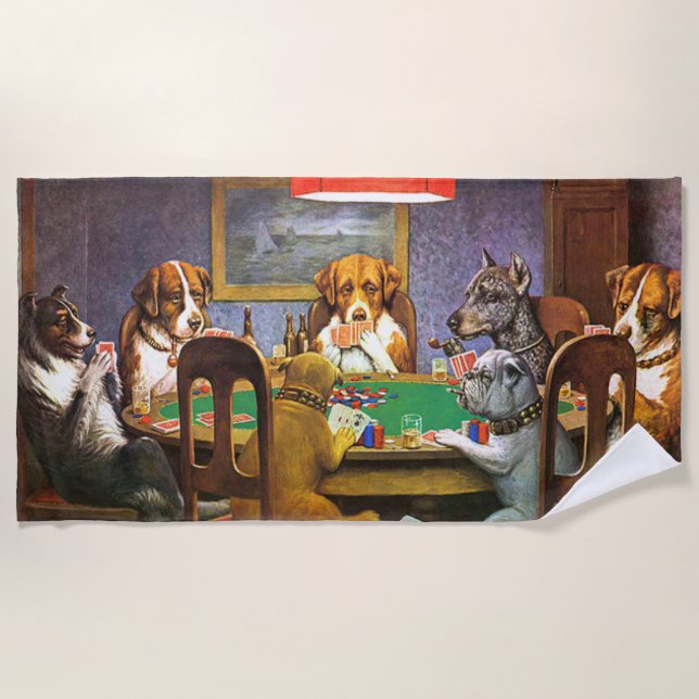 Hunde, die Poker als Freund spielen Strandtuch (Vorderseite)