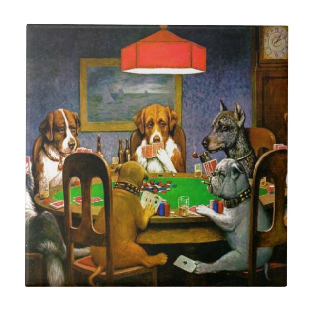 Hunde, die Poker spielen Fliese (Vorderseite)