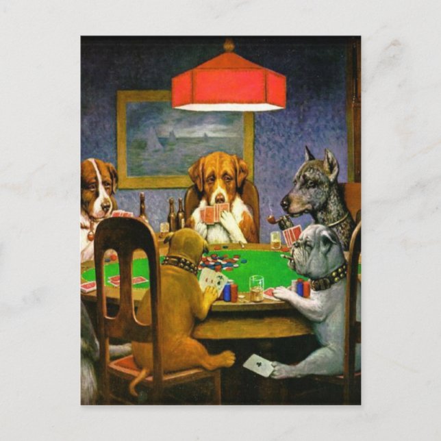 Hunde, die Poker spielen Postkarte (Vorderseite)