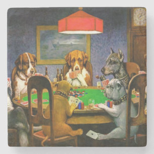 Hunde, die Poker spielen Steinuntersetzer