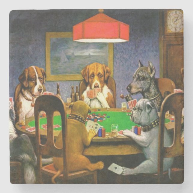 Hunde, die Poker spielen Steinuntersetzer (Vorderseite)