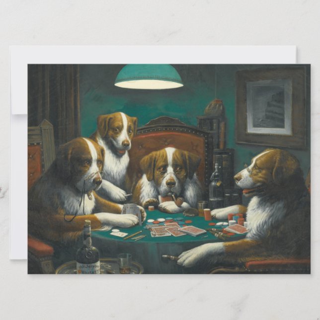 Hunde, die Poker spielen (Tierkartenspiel) Karte (Vorderseite)