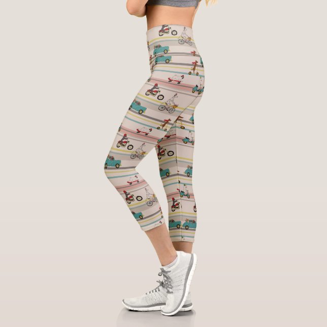 Hunde, die sich im Fahrzeugmuster bewegen Capri Leggings (Links)