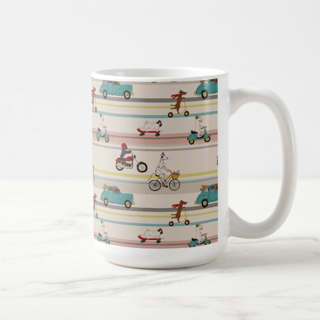 Hunde, die sich im Fahrzeugmuster bewegen Kaffeetasse (Rechts)