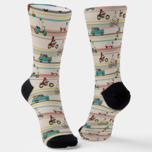 Hunde, die sich im Fahrzeugmuster bewegen Socken