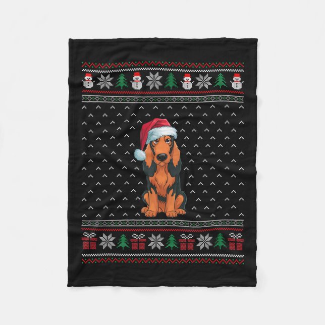 Hunde, die Weihnachtsmannmütze tragen Ugly Xmas Hu Fleecedecke (Vorderseite)