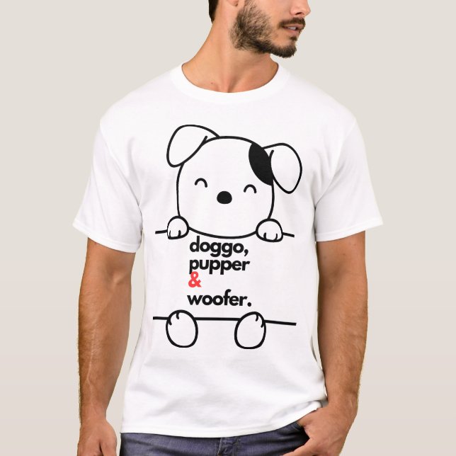 Hunde Doggo Pupper und Woofer T - Shirt (Vorderseite)