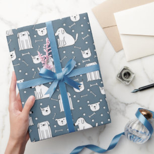 Hunde Doodle Freude Geschenkpapier