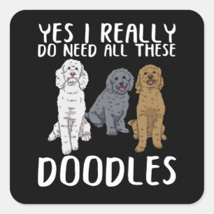Hunde Doodle Mama gibt Vater Labradoodle Doodle Quadratischer Aufkleber