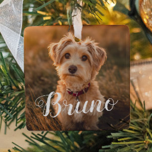Hunde-Einfacher-Namen-Weihnachts-Schrift-Ornament Keramikornament