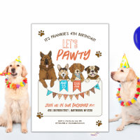 Hunde Einladung Pawty Geburtstagsparty