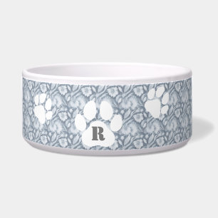 Hunde Eleganter Grauer Hundekugel mit weißem Blume Napf
