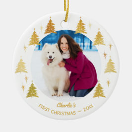 Hunde Erste Weihnachten - Foto für Haustiere Keramik Ornament