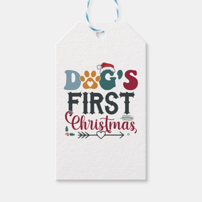 Hunde - Erste Weihnachten Geschenkanhänger (Vorderseite)