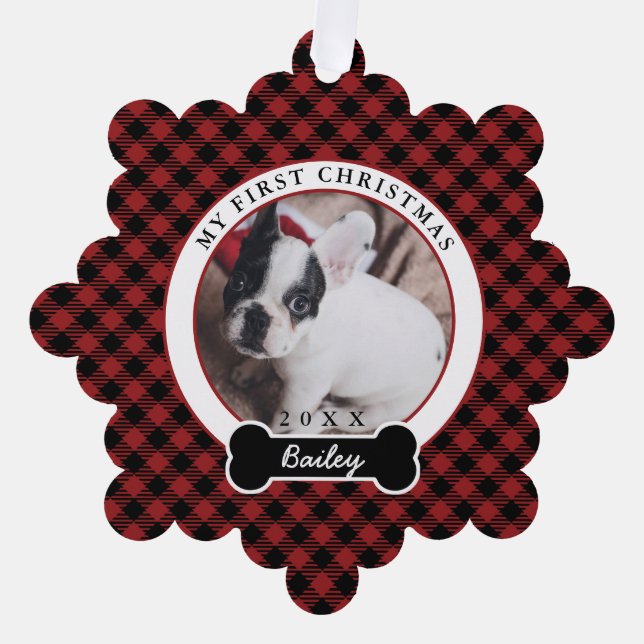 Hunde - Erste Weihnachten Ornament Karte (Vorderseite)