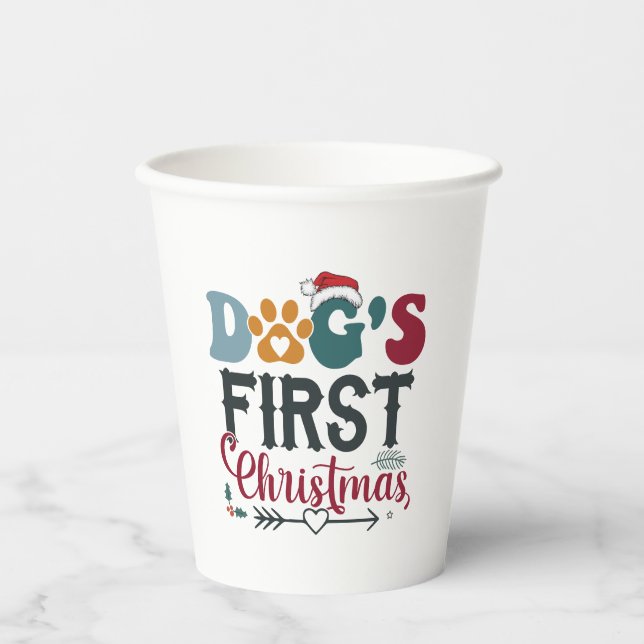 Hunde - Erste Weihnachten Pappbecher (Vorderseite)