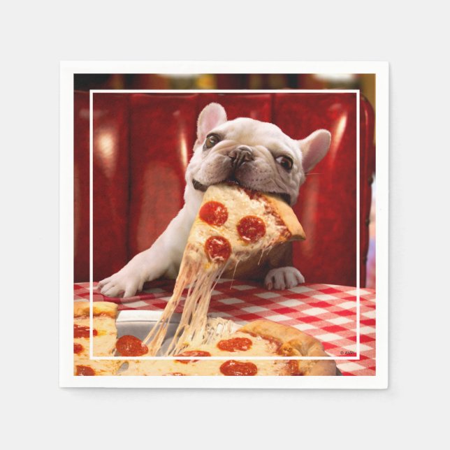 Hunde essen Pizza Slice Serviette (Vorderseite)