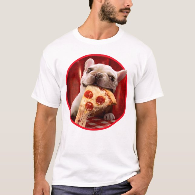 Hunde essen Pizza Slice T-Shirt (Vorderseite)